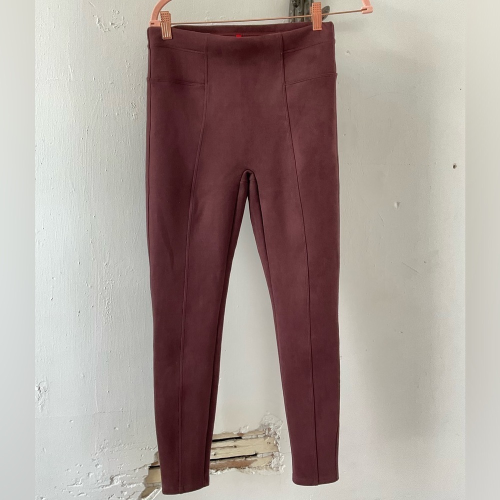 Spanx Suede Lined Maroon Leggings